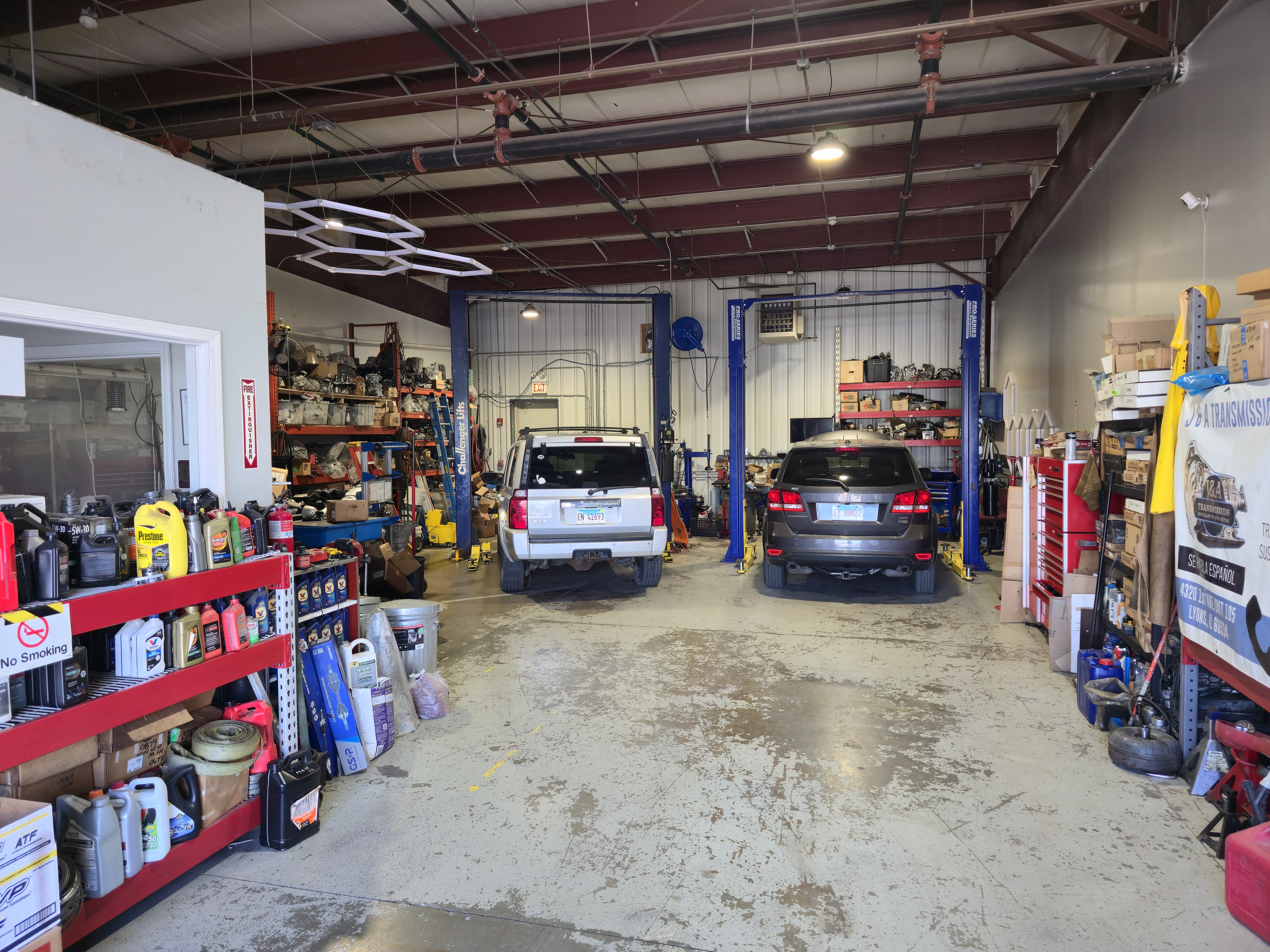 Inside J&A Transmissions and Auto Repair shop